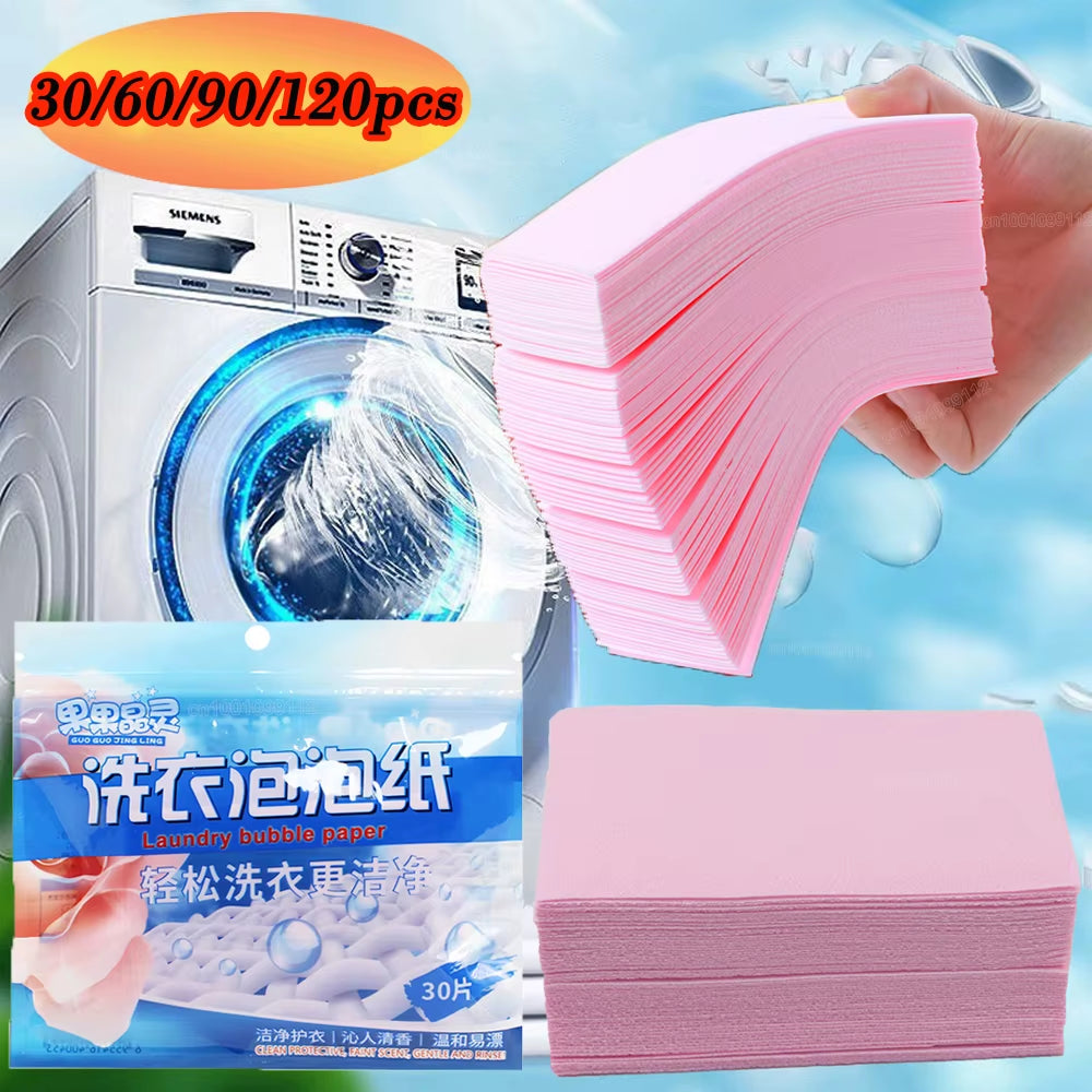 30/60/90/120Pcs Portable Laundry Tablets Cleaning Clothes Laundry Paper Concentrated Washing Powder Detergent Washing Machines